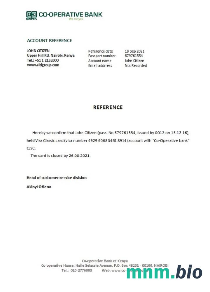 Przykład odniesienia do zamknięcia Spółdzielni w Kenii w formatach Word i PDF